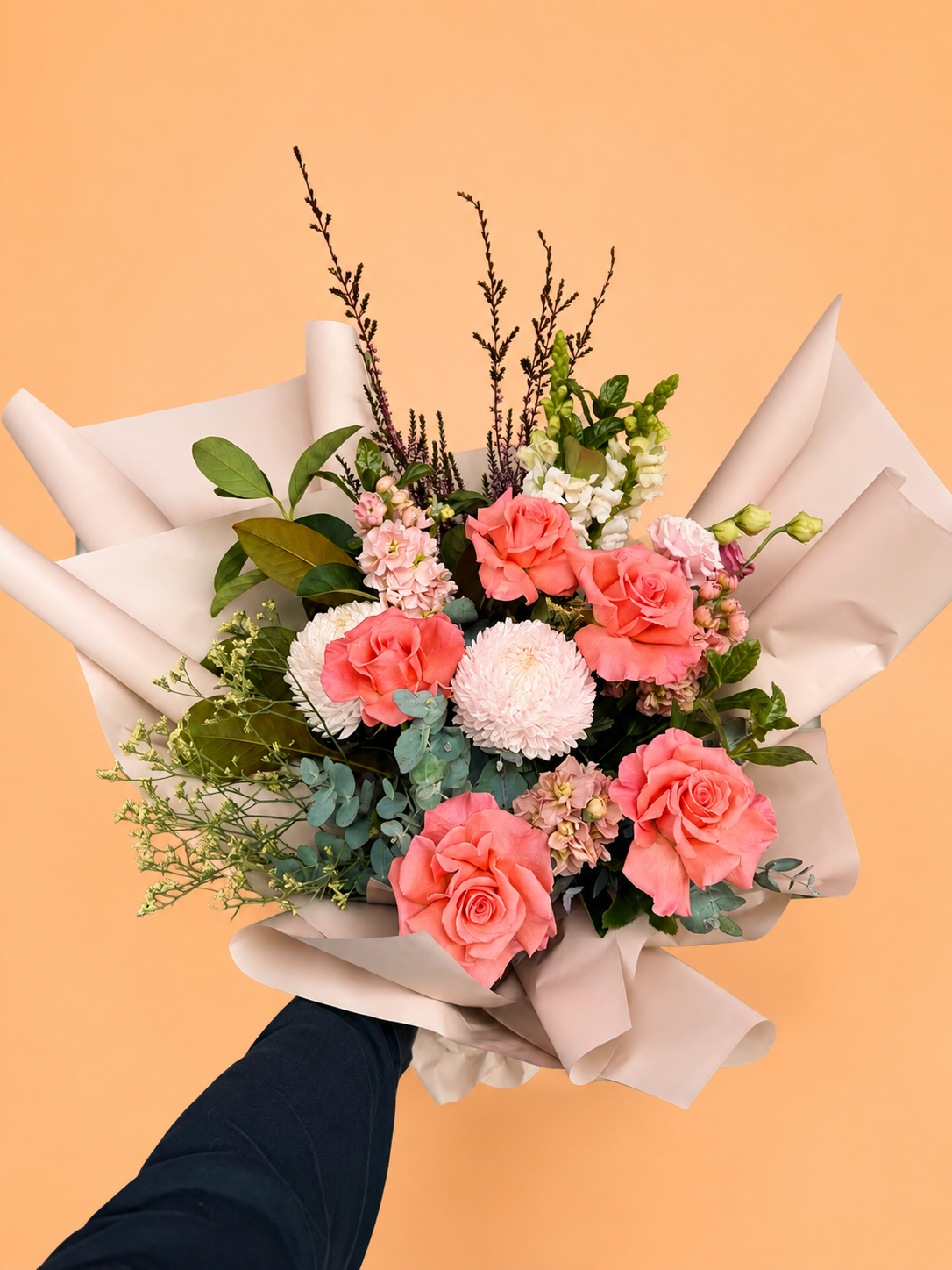 Coral blush bouquet