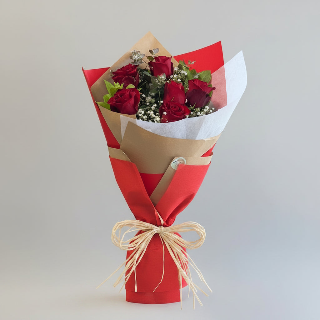 half dozen red roses