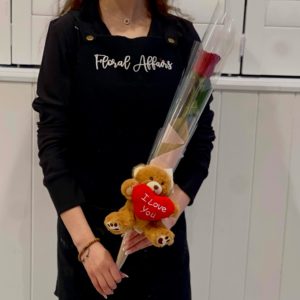 Teddy & Single Rose